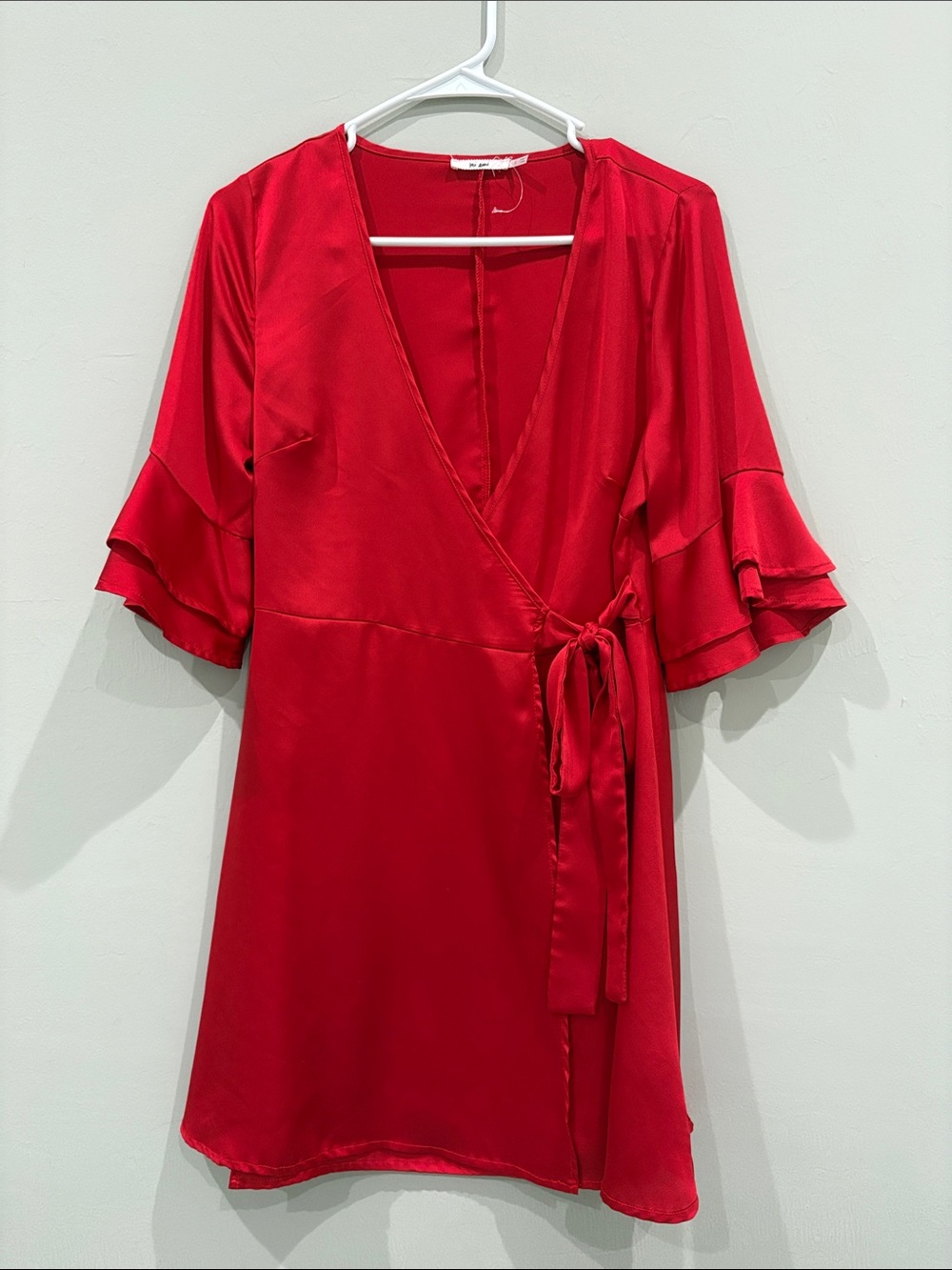 Mi Ami Red Satin Wrap Dress